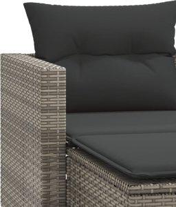 vidaXL 2-osobowa sofa ogrodowa z podnóżkami, szara, polirattan 7