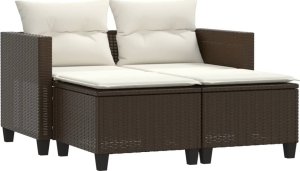 vidaXL 2-osobowa sofa ogrodowa z podnóżkami, brązowa, polirattan 2
