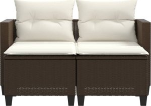 vidaXL 2-osobowa sofa ogrodowa z podnóżkami, brązowa, polirattan 4