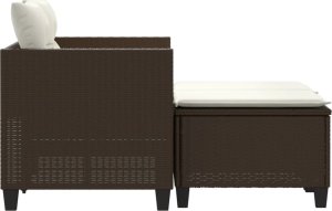 vidaXL 2-osobowa sofa ogrodowa z podnóżkami, brązowa, polirattan 5