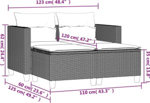 vidaXL 2-osobowa sofa ogrodowa z podnóżkami, brązowa, polirattan 9