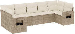 vidaXL 7-częściowy zestaw wypoczynkowy do ogrodu, z poduszkami, beżowy 2