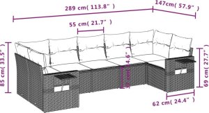 vidaXL 7-częściowy zestaw wypoczynkowy do ogrodu, z poduszkami, beżowy 7