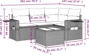 vidaXL 9-częściowy zestaw mebli ogrodowych z poduszkami, szary, polirattan 8