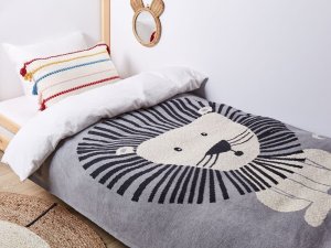 Beliani Koc bawełniany dla dzieci w lwa 130 x 170 cm szary MATTA 2