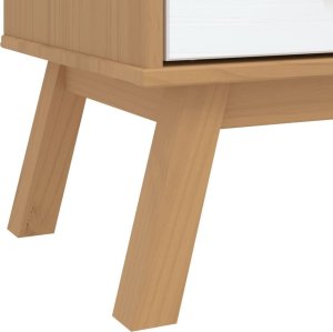vidaXL Komoda, biało-brązowa, lite drewno sosnowe 11