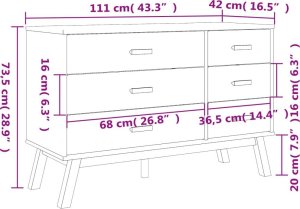 vidaXL Komoda, biało-brązowa, lite drewno sosnowe 12