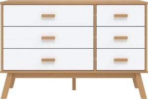 vidaXL Komoda, biało-brązowa, lite drewno sosnowe 7