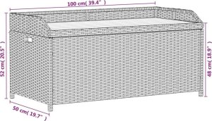 vidaXL Ławka ze schowkiem, szara, 100x50x52 cm, polirattan i akacja 11