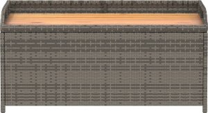 vidaXL Ławka ze schowkiem, szara, 100x50x52 cm, polirattan i akacja 4