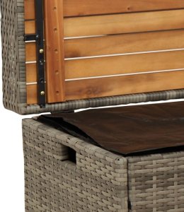 vidaXL Ławka ze schowkiem, szara, 100x50x52 cm, polirattan i akacja 8