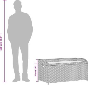 vidaXL Ławka ze schowkiem, szara, 100x50x52 cm, polirattan i akacja 10