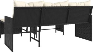 vidaXL Narożnik ogrodowy z poduszkami i stolikiem, rattan PE, czarny 7