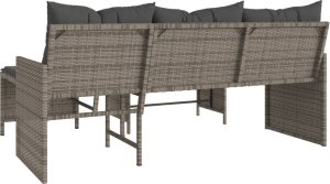 vidaXL Narożnik ogrodowy z poduszkami i stolikiem, rattan PE, szary 7