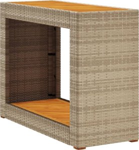vidaXL Stolik ogrodowy z drewnianym blatem, beżowy, 100x40x75 cm 2