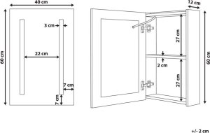 Beliani Szafka łazienkowa wisząca z lustrem LED 40 x 60 cm biała CAMERON 8