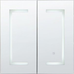 Beliani Szafka łazienkowa wisząca z lustrem LED 60 x 60 cm czarna MAZARREDO 5