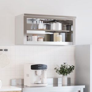vidaXL Wisząca szafka kuchenna z półką stal nierdzewna 3