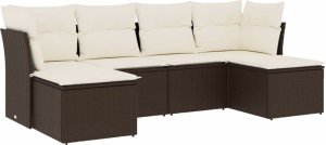 vidaXL 6-cz. zestaw wypoczynkowy do ogrodu, z poduszkami, brązowy 2