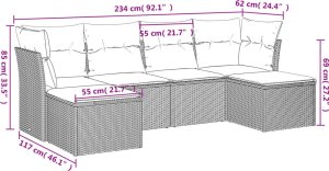 vidaXL 6-cz. zestaw wypoczynkowy do ogrodu, z poduszkami, brązowy 7