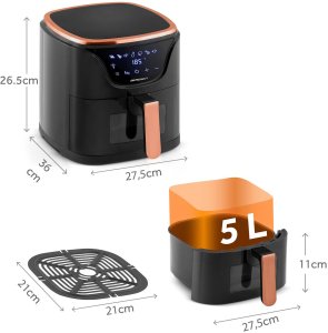 Frytkownica beztłuszczowa Berdsen Air fryer BD-652 czarno-złota 4