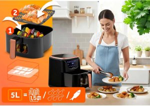 Frytkownica beztłuszczowa Berdsen Air fryer BD-652 czarno-złota 7