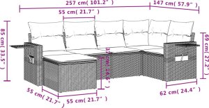 vidaXL 6-cz. zestaw wypoczynkowy do ogrodu, z poduszkami, brązowy 9