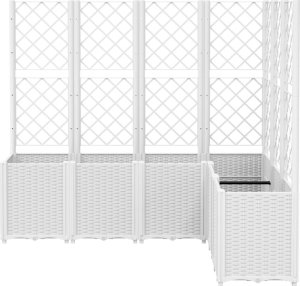 vidaXL vidaXL Donica ogrodowa z kratką, biała, 160x120x140 cm, PP 3