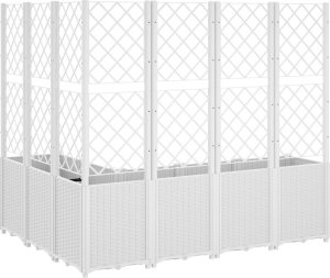 vidaXL vidaXL Donica ogrodowa z kratką, biała, 160x120x140 cm, PP 5