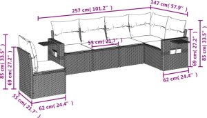 vidaXL 6-cz. zestaw wypoczynkowy do ogrodu, z poduszkami, brązowy 8