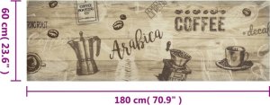 vidaXL vidaXL Dywanik kuchenny z motywem kawy, brązowy, 60x180 cm, aksamit 5