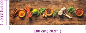 vidaXL vidaXL Dywanik kuchenny, wzór w przyprawy, 60x180 cm, aksamit 5