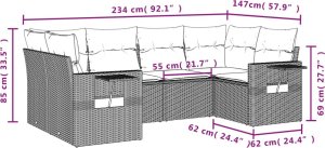 vidaXL 6-cz. zestaw wypoczynkowy do ogrodu, z poduszkami, brązowy 8