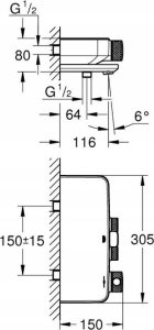 Bateria wannowa Grohe Thermostatic bath faucet GROHTHERM SMARTCONTROL 34718000 5