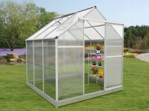 Selsey Szklarnia ogrodowa aluminiowa poliwęglanowa 3,4 m2 trzysekcyjna z fundamentem 184x185 cm srebrna 2