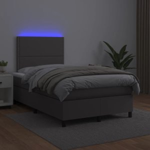 vidaXL vidaXL Łóżko kontynentalne z materacem i LED, szare, 120x190 cm 4
