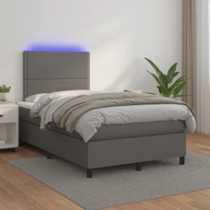 vidaXL vidaXL Łóżko kontynentalne z materacem i LED, szare, 120x190 cm 5