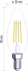 Emos Żarówka LED 6W (60W) E14 świeczka filament 810lm 4000K neutralna ZF3241 3