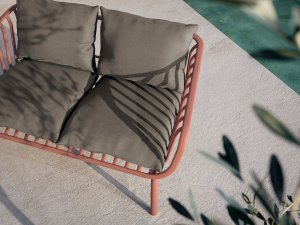 Selsey Zestaw mebli ogrodowych Rasived czerwony z beżowymi poduszkami 3