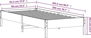 vidaXL Rama łóżka, 90 x 200 cm, lite drewno sosnowe 8