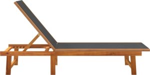 vidaXL vidaXL Leżaki, 2 szt., czarne, lite drewno akacjowe i textilene 4