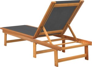vidaXL vidaXL Leżaki, 2 szt., czarne, lite drewno akacjowe i textilene 5
