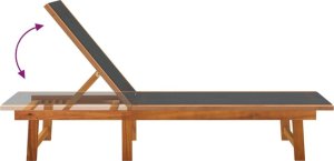 vidaXL vidaXL Leżaki, 2 szt., czarne, lite drewno akacjowe i textilene 6