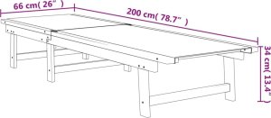 vidaXL vidaXL Leżaki, 2 szt., czarne, lite drewno akacjowe i textilene 8