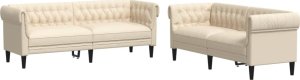 vidaXL vidaXL 2-cz. komplet wypoczynkowy, kremowy, obity tkaniną 2