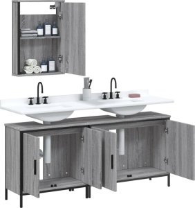 vidaXL 3-częściowy zestaw mebli łazienkowych, szary dąb sonoma 4