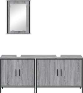 vidaXL 3-częściowy zestaw mebli łazienkowych, szary dąb sonoma 6