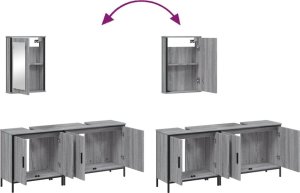 vidaXL 3-częściowy zestaw mebli łazienkowych, szary dąb sonoma 9