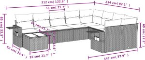 vidaXL 10-częściowy zestaw wypoczynkowy do ogrodu, poduszki czarny rattan PE 3