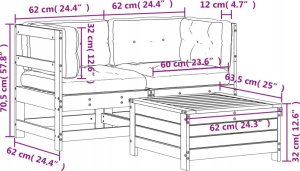 vidaXL 3-częściowy zestaw mebli do ogrodu, z poduszkami, impregnowana sosna 9